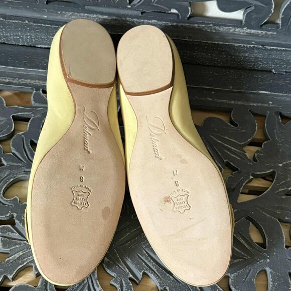 Delman Ballet Flats Women’s 8M Yellow Leather Bow Deatil Slip On Shoes - Picture 7 of 11